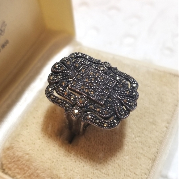 VINTAGE Designer MARC Sterling Marcasite Ring - Picture 2 of 8